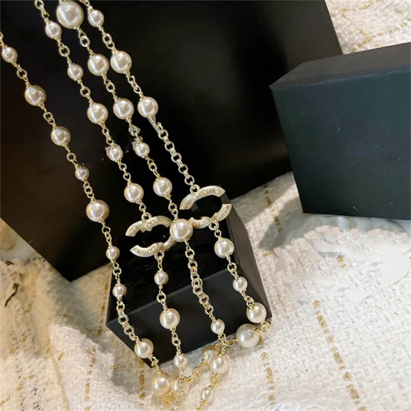 Halsreifen Designer Anhänger Halsketten Perle lange Kette Halskette Frauen CCity Schmuck Frau Herbst und Winter Pullover Kette 6546