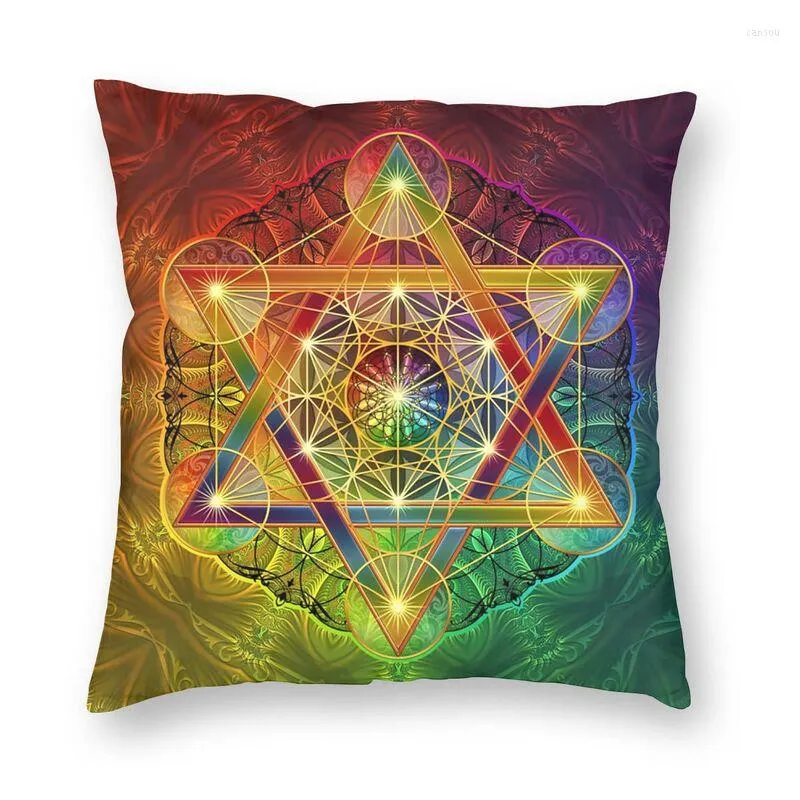 Kuddfodral Metatrons kub med Merkabah och Flower of Life Home Decor Cudions Kasta för soffa dubbelsidig tryckning