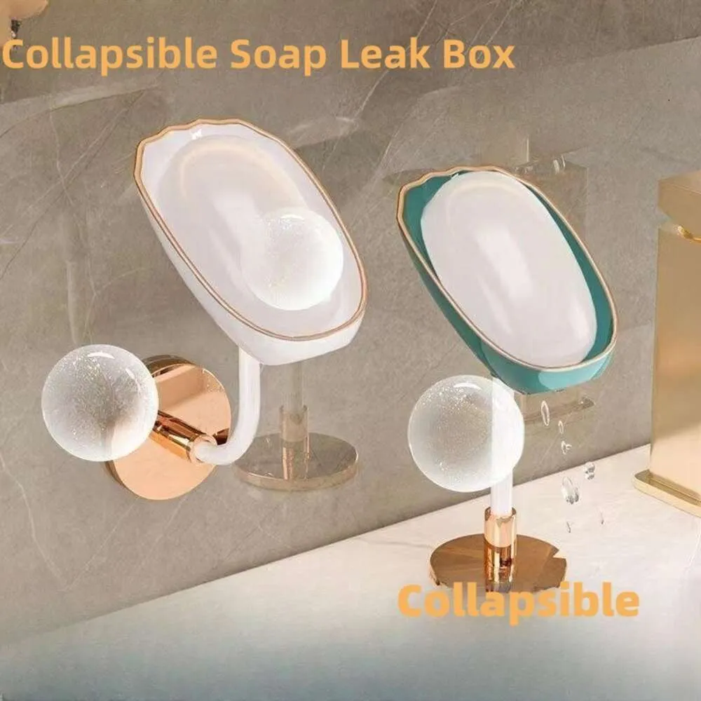 New Soap Countertop Organizer Wall Mounted No Hole Installation Luxury Foldable Tray Soap Rack Organizer Bathroom Accessories