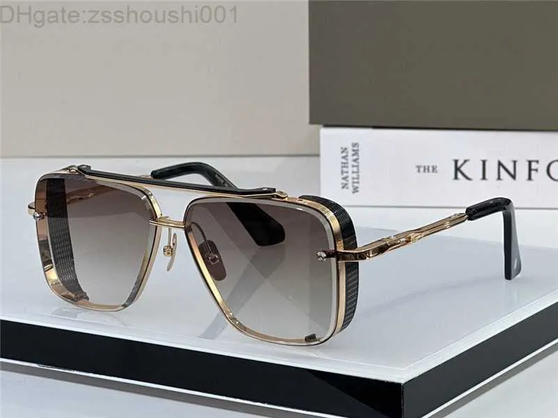 Pop Top Solglasögon Limited Edition Goggles Style Six Men Design K Gold Retro Square Frame Crystal Cutting Lens med rutnät Löstagbart NX3R