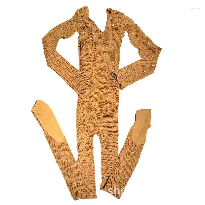 女性ソックス1PCパーソナライズされたラインストーンボディストッキングファッションソリッドカラーオールマッチメッシュラテンダンス装飾在庫