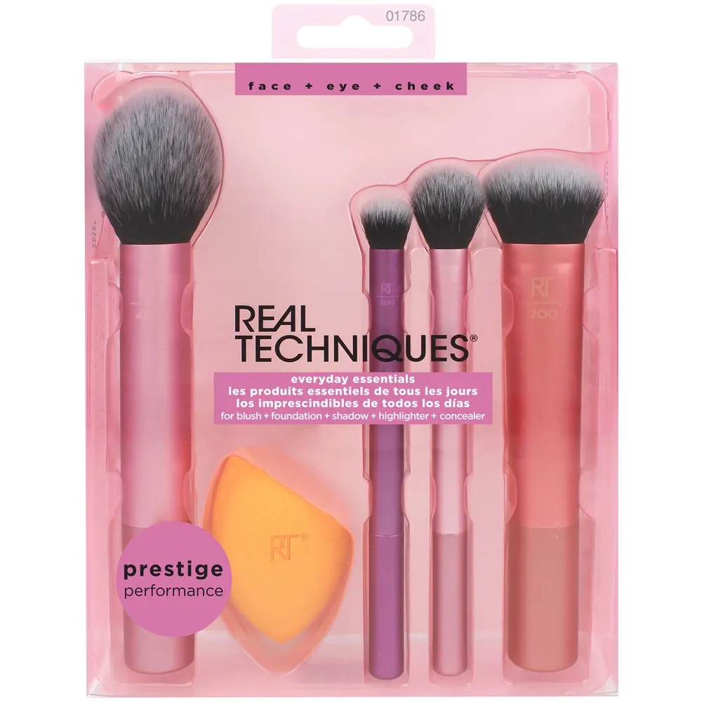 Real Techniques Everyday Kit Make-up-Pinsel, Schönheitsschwamm-Set, 5-teiliges Set