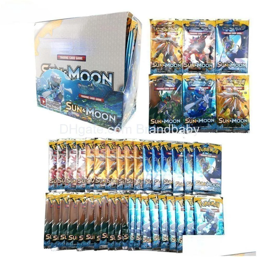 Gry karciane 324PCS Karty Booster Booster All Seriestcg Sun Moon Edition 36 paczek na grę bitwę classeur carte dziecięcy zabawka dostawa t Dhmvc