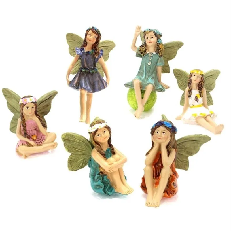 Fairy Garden - 6st Miniature Fairies Figurer Tillbehör för utomhus- eller husdekor Fairy Garden Supplies Drop 210823254U