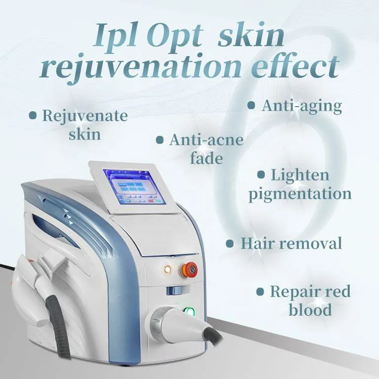 Bon effet Salon de beauté de la peau économique OPT IPL Épilation du corps entier Rétrécissement des pores Sang rouge Réparateur Rajeunissement de la peau Machine E-light avec 9 plaques ondulées