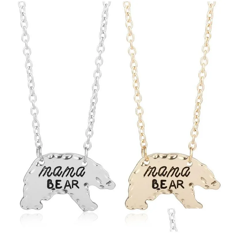 Collane con ciondolo Collana Mama Bear per mamma Collane con ciondolo animali in lega Gioielli di moda Regalo Consegna a goccia Collane di gioielli Penda Dhfnv