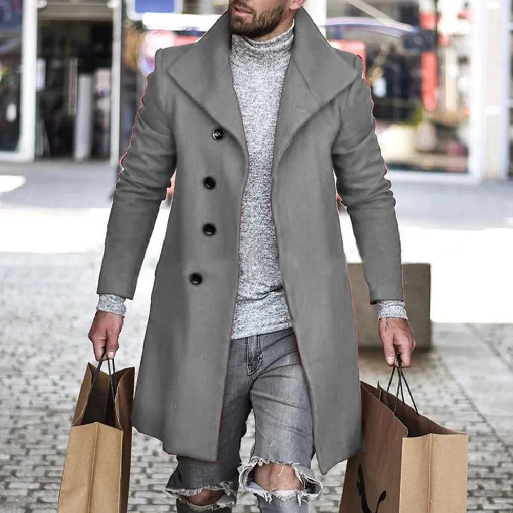 Casual Grey Peacoat Grey Men's Casual Trench Coat EQWLJWE