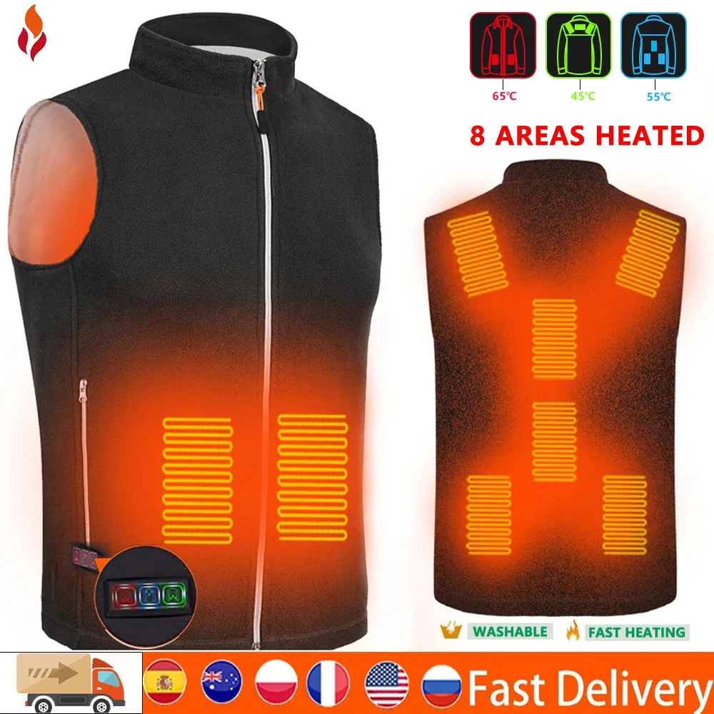 Vestes pour hommes hiver chaud hommes veste gilet chauffant USB trekking électrique chauffage corps plus chaud Pad chasse gilet chauffant 231124