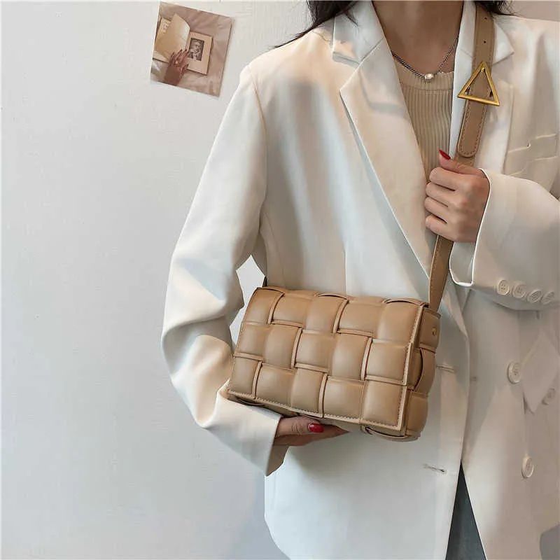 High-quality Fashion Braided Bag Luxury Designer Women Shoulders Bags PU Leather Simple Foreign Style Beancurd Block Small Square Bag Wholesale