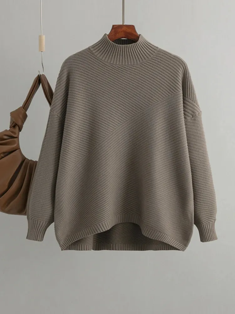Женские свитера, модные женские свитера, осень-зима, однотонные корейские модные пуловеры, топ с круглым вырезом и длинными рукавами, винтажная трикотажная одежда 231124