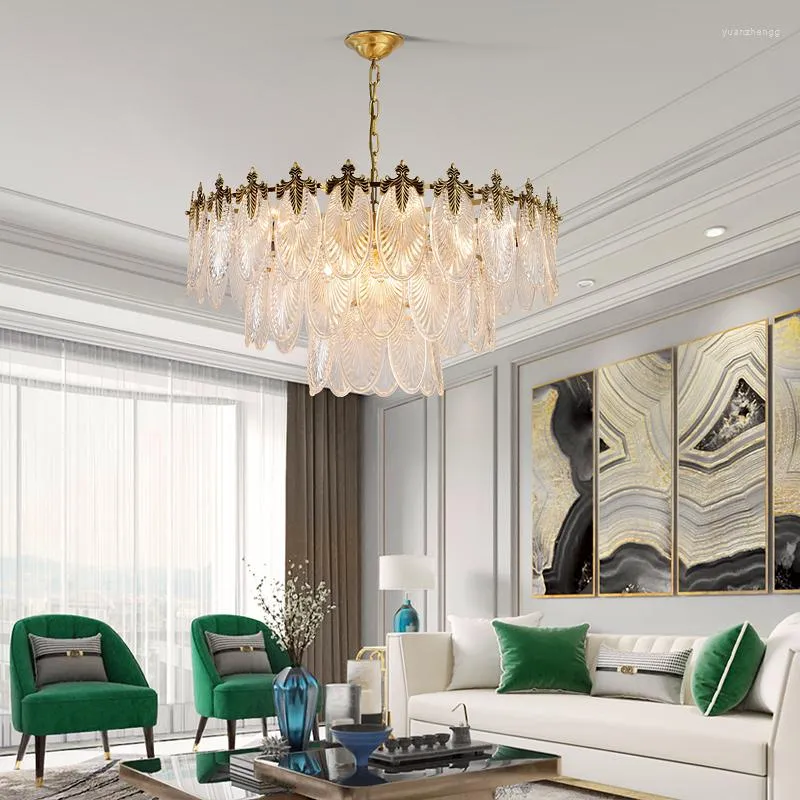 Chandeliers Modern Leaves Glass Ceiling Round Led Pendant Lights Living Dining Room Decor Bedroom Hanging Lamps Lustre Fixtures