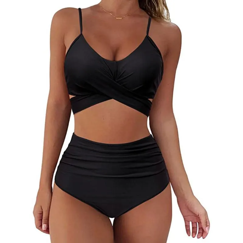 Damen-Badebekleidungs-Frauen-Bikini-reizvolles Soild gedrucktes Set Push-Up-Badeanzug mit hoher Taille 2023 Summer Mujer