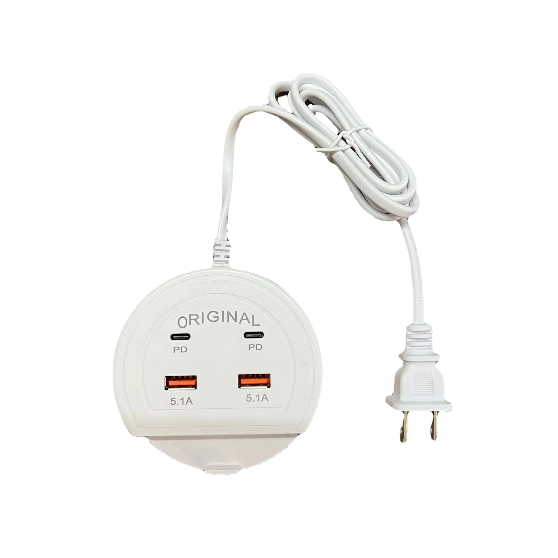 Ny semi-runda radplugg USB-laddare Holder Multi-Port PD Mobiltelefoninnehavare Laddar 2-i-1 Charging Head Universal 5.1A