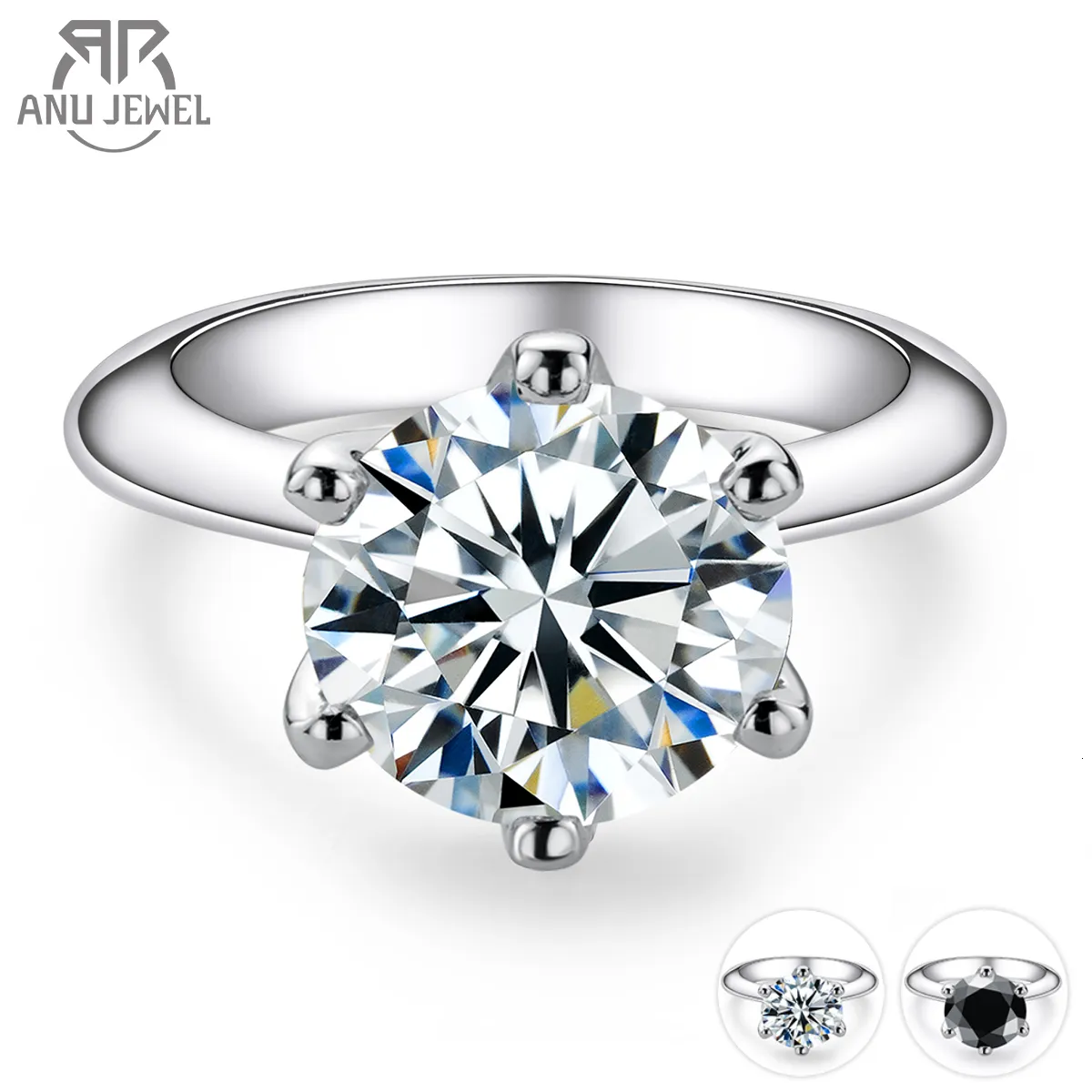 Bague Solitaire AnuJewel 1ct 2ct 3ct 5ct D Couleur Bague de Fiançailles Pour Femmes 925 Bague Solitaire En Argent Sterling En Gros 230422