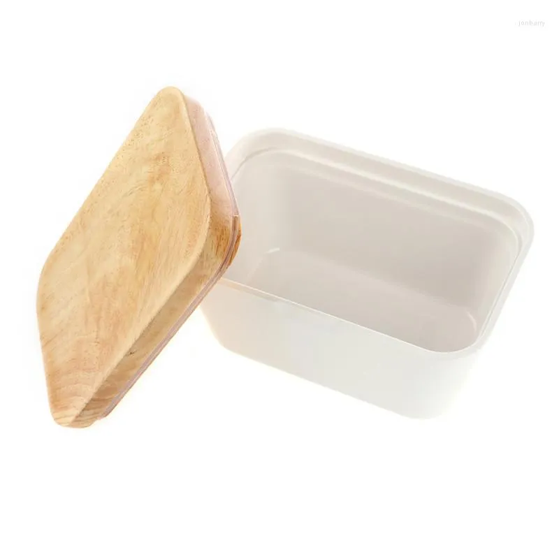 Tallrikar 250/400g Nordic Butter Box Holder Airtight Dish Kök Keeper förvaring Container Cheese Tool med trätätningslock