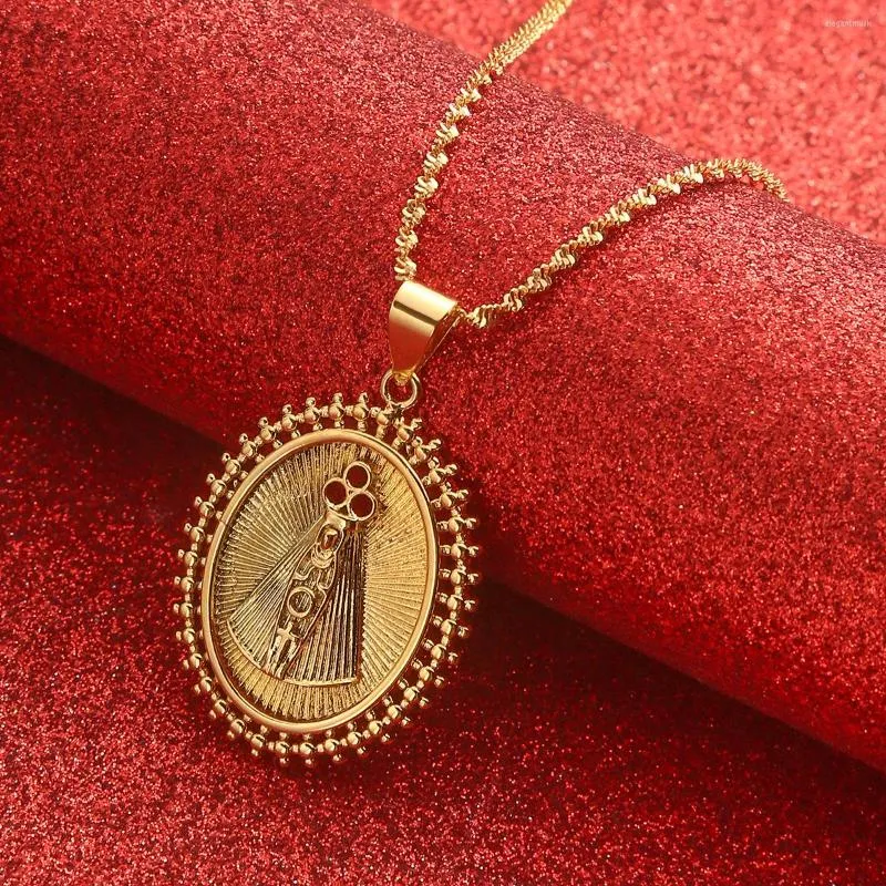 قلادات قلادة سيدة Aparecida العذراء مريم سلسلة المجوهرات الكاثوليك البرازيلية