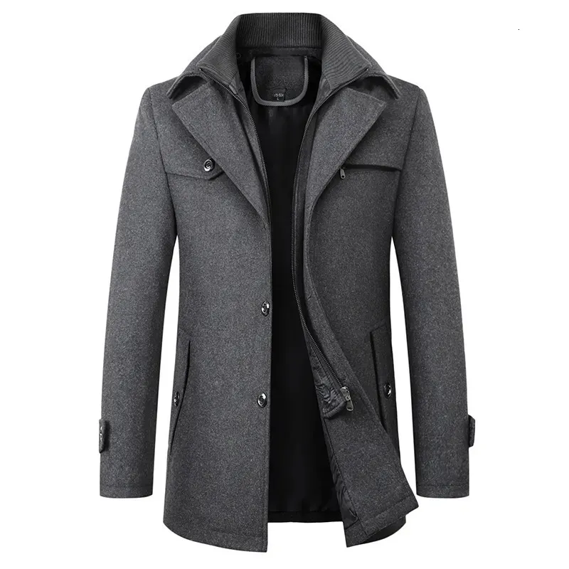 Mélanges de laine pour hommes Automne et hiver hommes d'âge moyen mode pardessus en laine atmosphérique haut de gamme dans le long manteau de laine épaissi hommes 231123