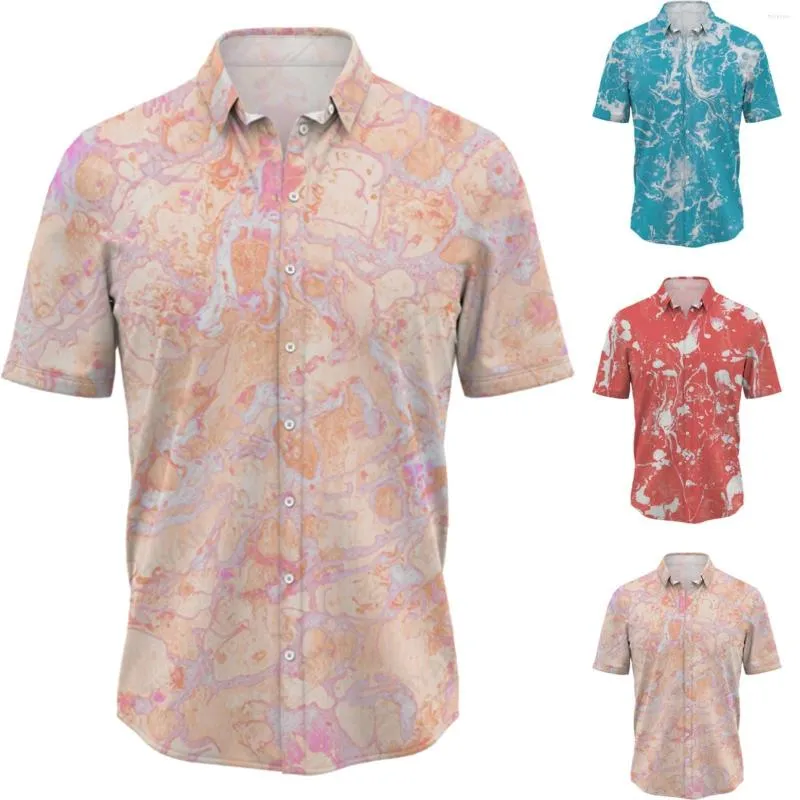 T-shirts pour hommes Un court Tendance de la mode d'été pour hommes Tie Dye Speckle Ink Facile à manches avec bouton