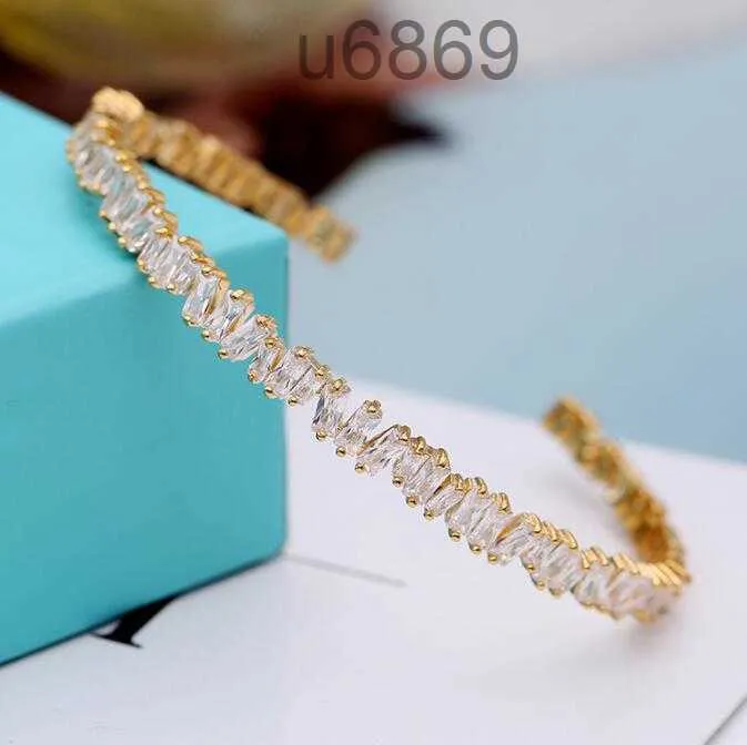 2021 Choucong Brand Wedding Bangle Luxury Jewelry 18K White Gold Fill T Princess Cut Topaz CZ Diamond Party Open Adjustable Braclet Women Bangles Fashion Gift 2ZYT