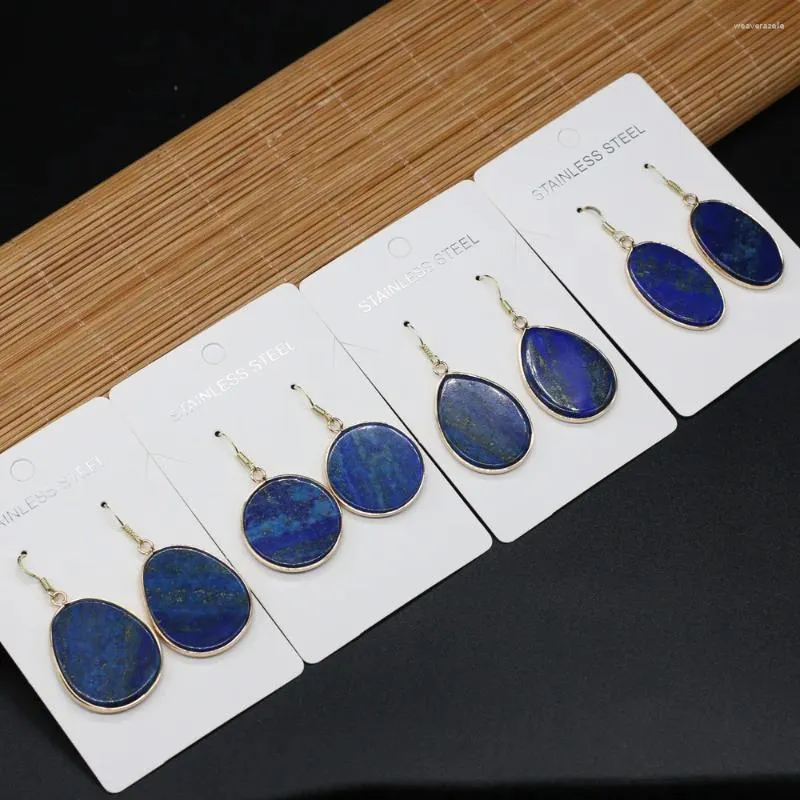 Boucles d'oreilles pendantes en pierre naturelle, breloques irrégulières Lapis Lazuli pour femmes élégantes, cadeau romantique d'amour