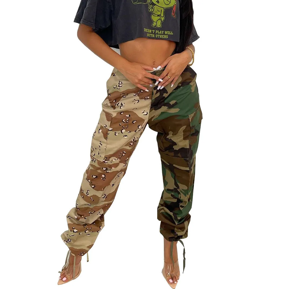 2023 Designer Camo Hose Damen Cargohose Frühling Sommer Camouflage Hose Mode dehnbare lose Hose Streetwear Bulk Großhandel Kleidung 9766