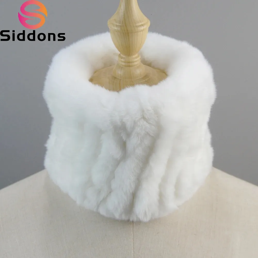 Scarves Winter Women Real Fur Handmade Stretch Fur Scarf Knit Genuine Rex Rabbit Fur Headbands Girls Natural Fur Ring Cowl Snood Scarves 231123