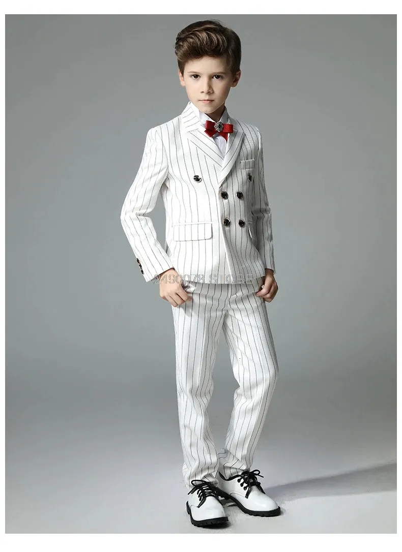 Suits Kids Jacket Vest Pants 3st Party Dress Flower Boys Luxurious Wedding Suit Children Piano Performance Costume 3 14y 231123