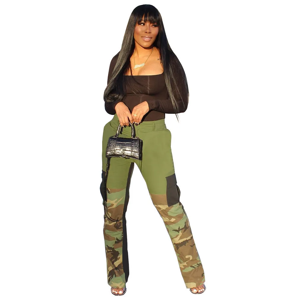 Designer Camo Pantalon Femmes Pantalons de fret Camouflage Spring Summer Fashion Fashion Stretchy Straight Street Wear Articles en vrac Vêtements 9769