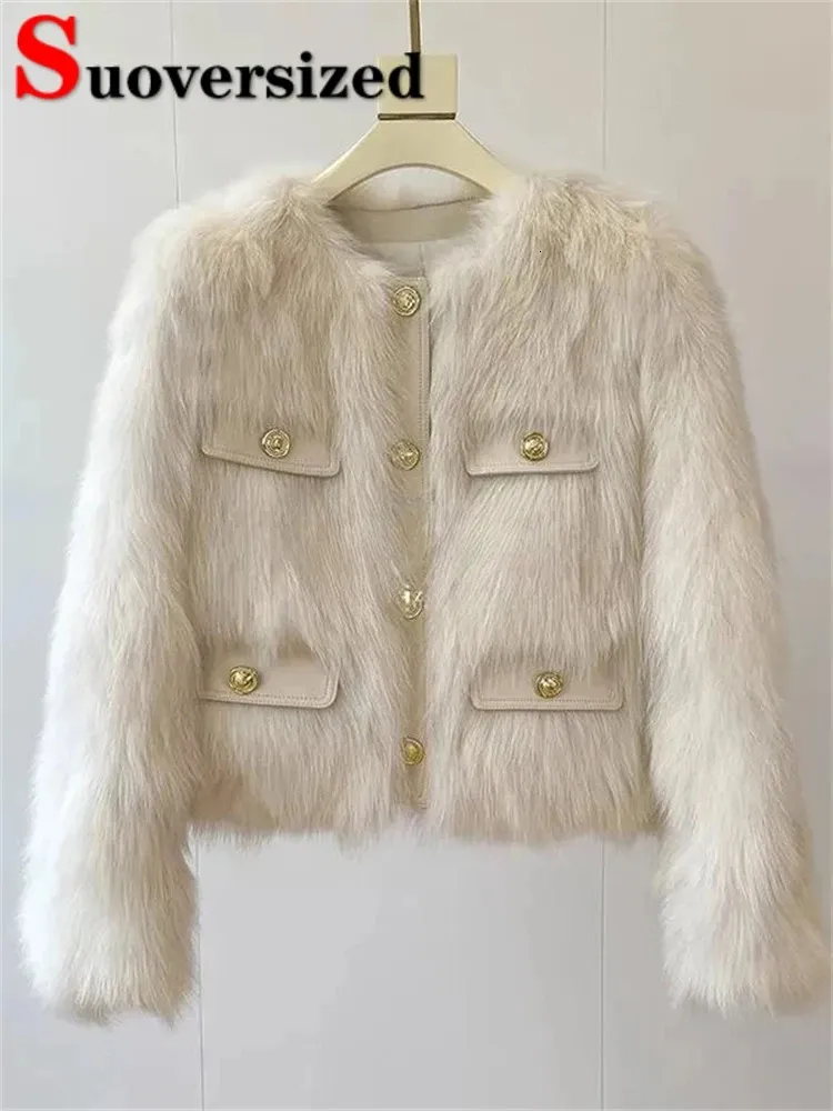 Pelliccia da donna Pelliccia sintetica Coreano Corto Pelliccia sintetica Giacche Vintage Slim Imita Pellicce di volpe Cappotti Moda calda Autunno Inverno Jaqueta Donna Lusso Furry Casaco 231123