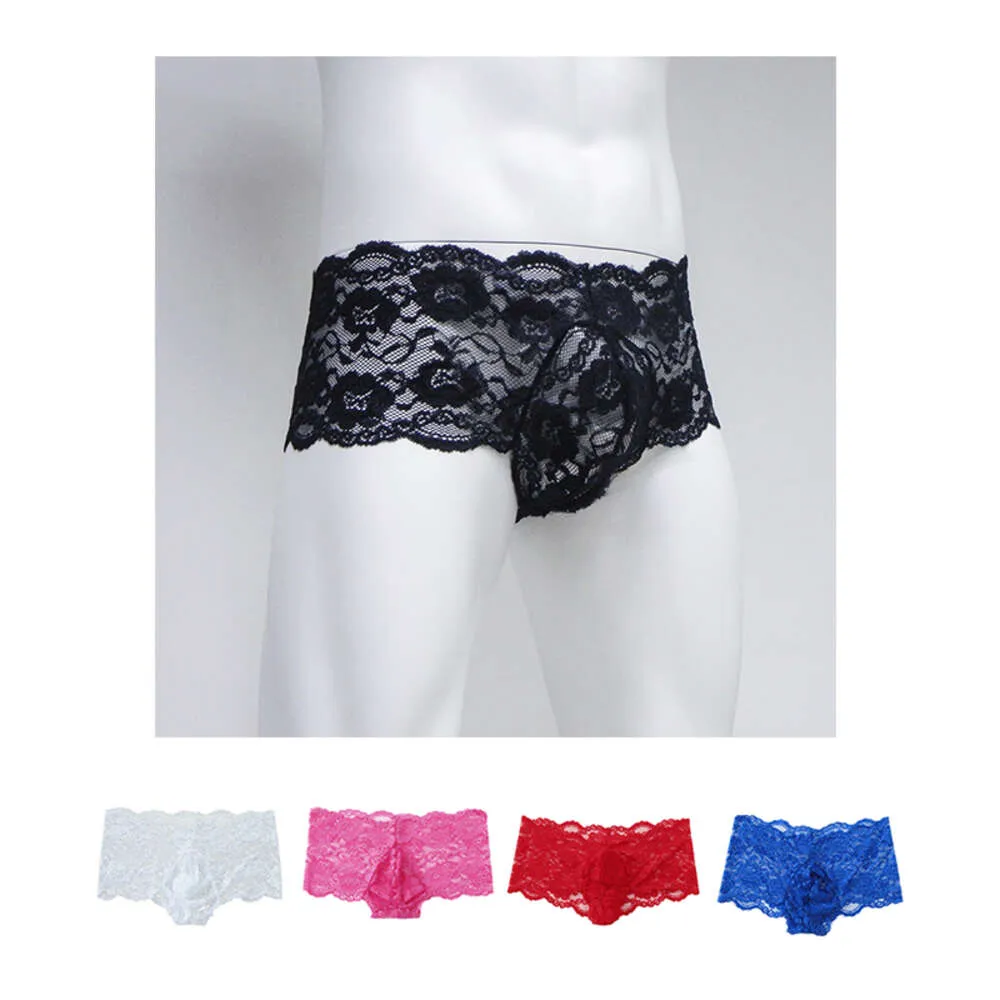 Pcs hommes S Sexy dentelle culottes voir à travers des sous-vêtements transparents Lingerie exotique flore maille Boxer respirant mâle Hombre Cueca