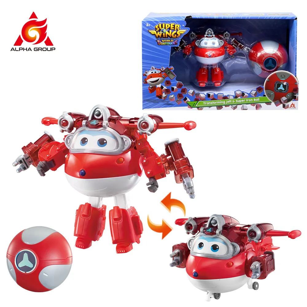 Action Toy Figures Super Wings S6 5 Inches Transforming Jett ball - Iron Power Robots Deformation to Airplane Action Figures Anime Kid Toys 230424