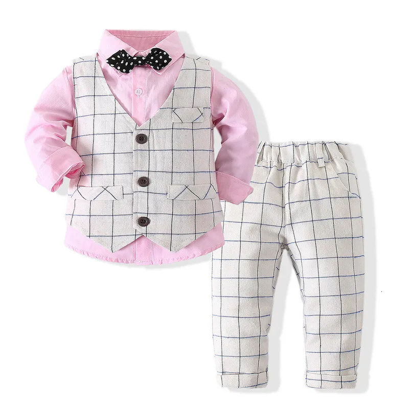 Costumes Enfants Mode Costume Formel Vêtements Bébé Garçons Gentleman Coton Costume Ensembles Enfants Mariage Anniversaire Robe Vêtements Tenues 230424