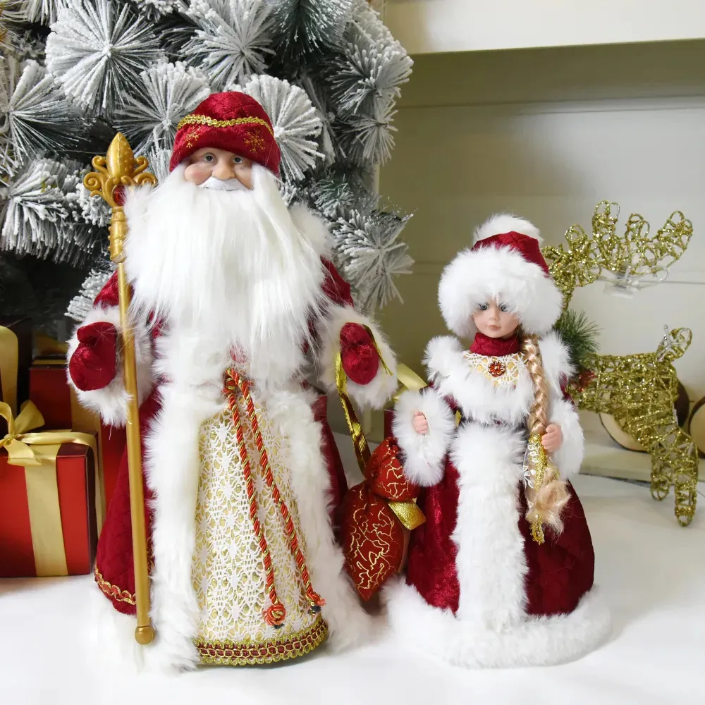 Decorazioni natalizie 50 cm Babbo Natale Fanciulla di neve Secchiello per caramelle con custodia per musica Bambola di peluche Decorazione natalizia Regali Anno Ornamenti Decor 231123