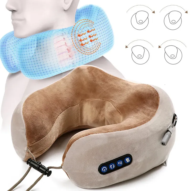 フェイスケアデバイス多機能電気ネックマッサージU字型枕ポータブル肩子宮頸部旅行ホームカーリラックスマッサージ231123