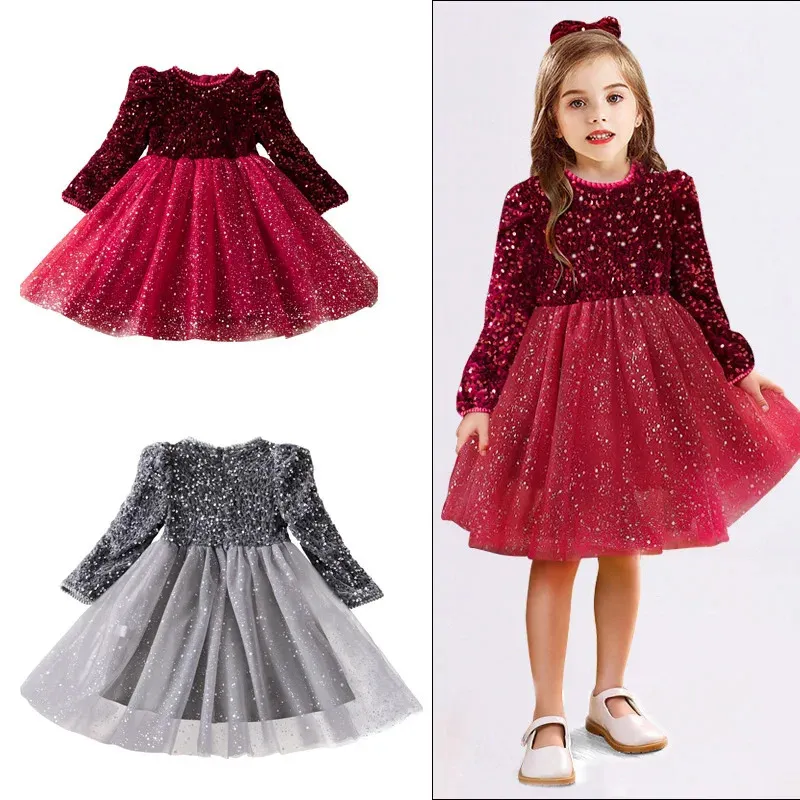 Abiti per ragazze Rosso Natale Bambino Autunno Primavera Manica intera Compleanno Festa di nozze Bambini Abito da principessa Abbigliamento invernale per bambini 231124