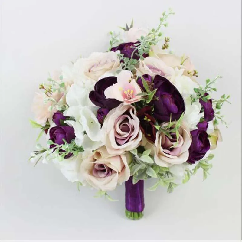 Ghirlande di fiori decorativi fatti a mano Bouquet romantici viola europei Matrimonio Sposa Decorazione damigella d'onore Holding Bouquet Studio S