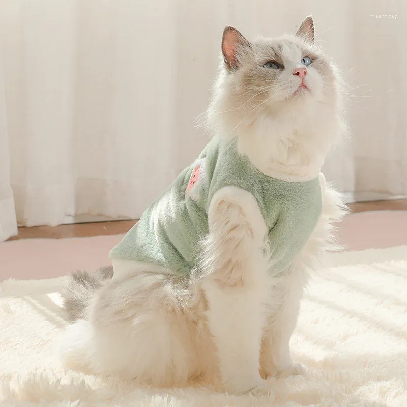 Trajes de gato macio engrossar roupas para animais de estimação pele falsa pelúcia inverno quente colete para gatinho filhote de cachorro monocromático roupa suprimentos