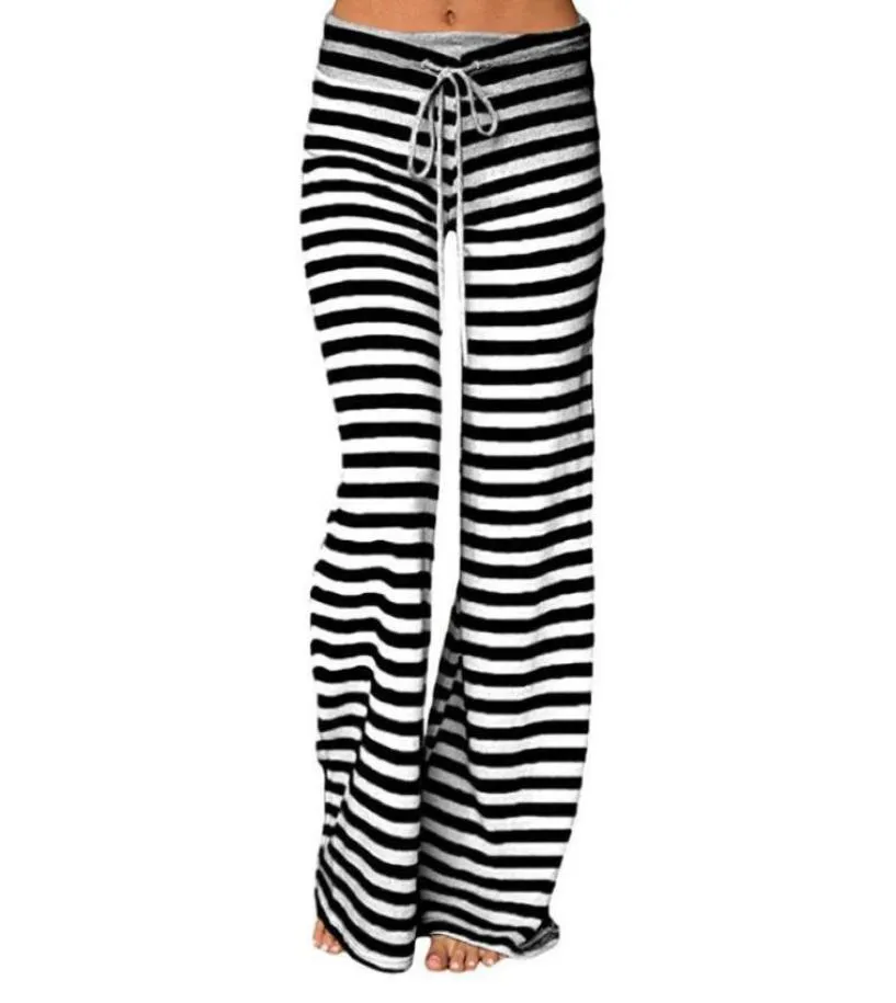 Plus Size Stripe Wide Leg Yoga Pajama Pants For Women Loose Fit