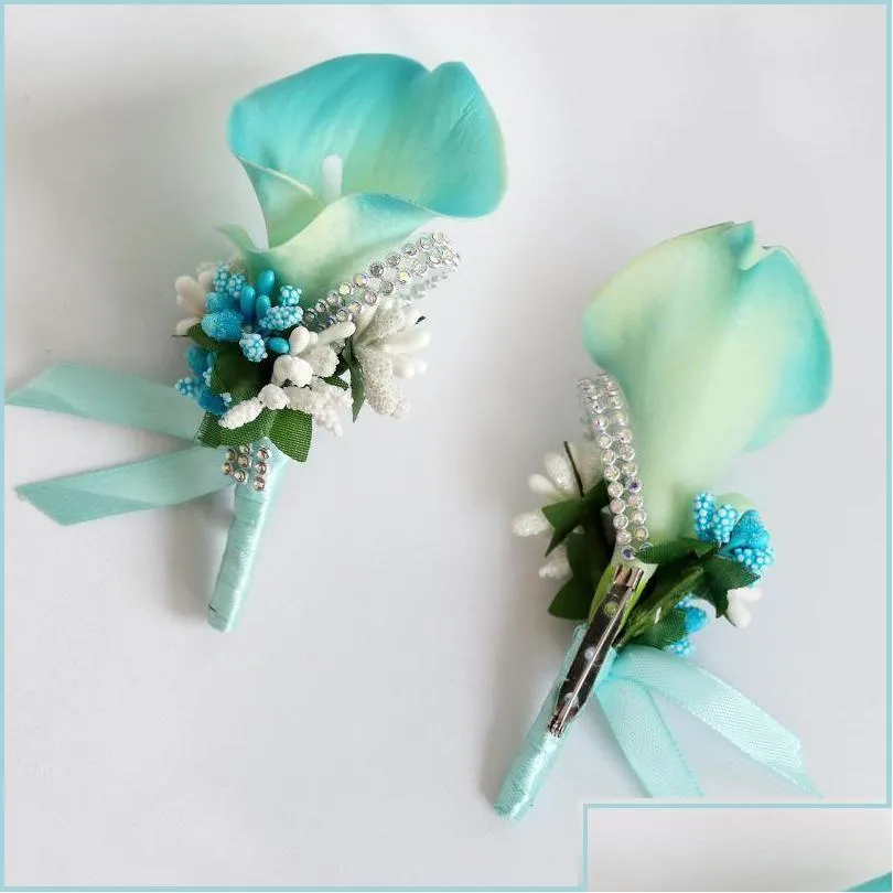 Wedding Flowers Wedding Flowers Groom Groomsman Boutonniere Artificial Flower Cor Man Suit Brooch Clipon For Bridal Party Decoration D Dhr1W