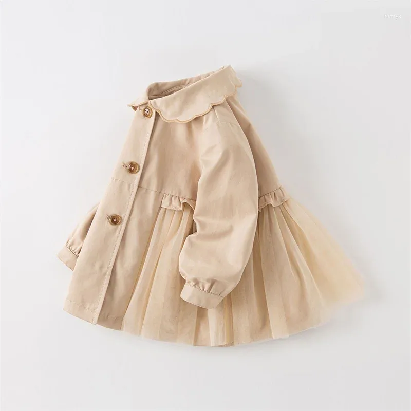Płaszcz dziewcząt z wierzchu odzieży wierzchniej i jesień dziecięcego dziecięcego wiatraka modny styl brytyjski