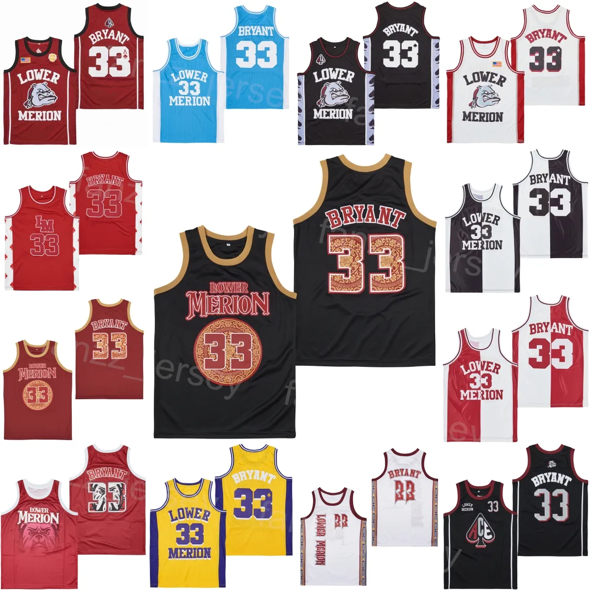 Mcdonalds Moive Basketball Jersey BRYANT Lower Merion College All American Pure Cotton Black Red White Grey Team All Stitched For Sport Fans Pullover Vintage Man