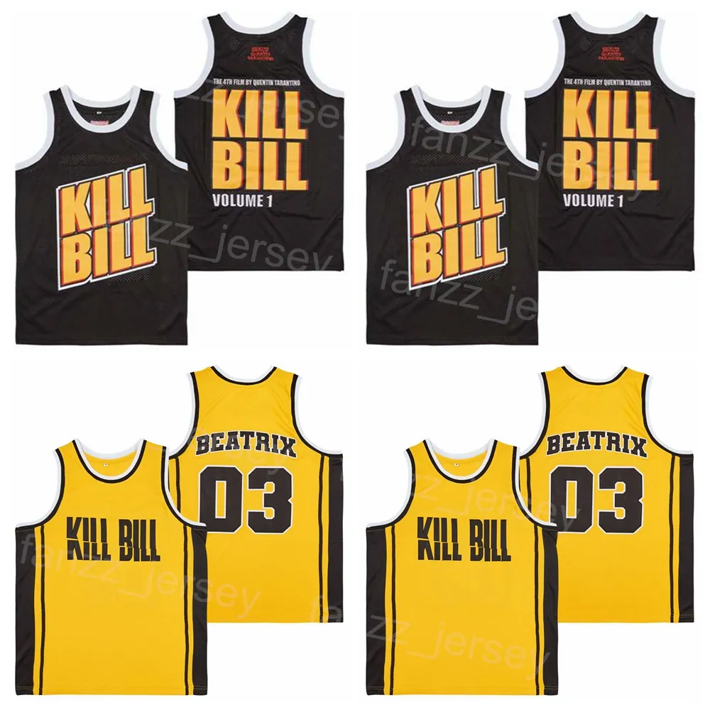 Basketball Movie 03 Beatrix Jersey Video KILL BILL 1 Volume and Retro For Sport Fans Pure Cotton Black Yellow Retire Breathable Vintage HipHop Pullover College Men