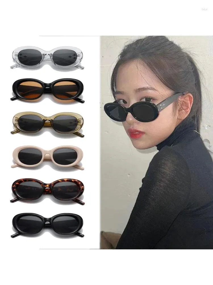 Sunglasses Full Frame Elliptical Three Star Vintage For Women Mens Brand Design Eyewear Outdoors Trendy Fashion Multicolour INS