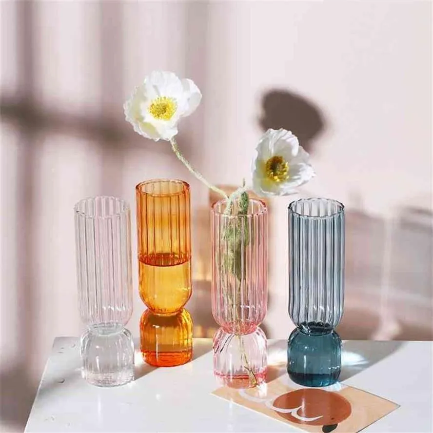 Cutelife nordique Transparent petit Vase en verre Design Terrarium hydroponique fleur s plante Wazony décoration de mariage maison 210610257J