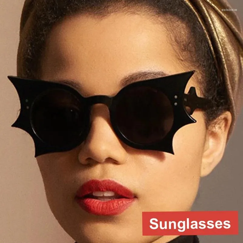 Солнцезащитные очки, винтажные солнцезащитные очки для Хэллоуина, женщин и мужчин, очки в стиле летучая мышь, панк, фестиваль, хип-хоп, забавные очки, готовые UV400, уличные солнцезащитные очки