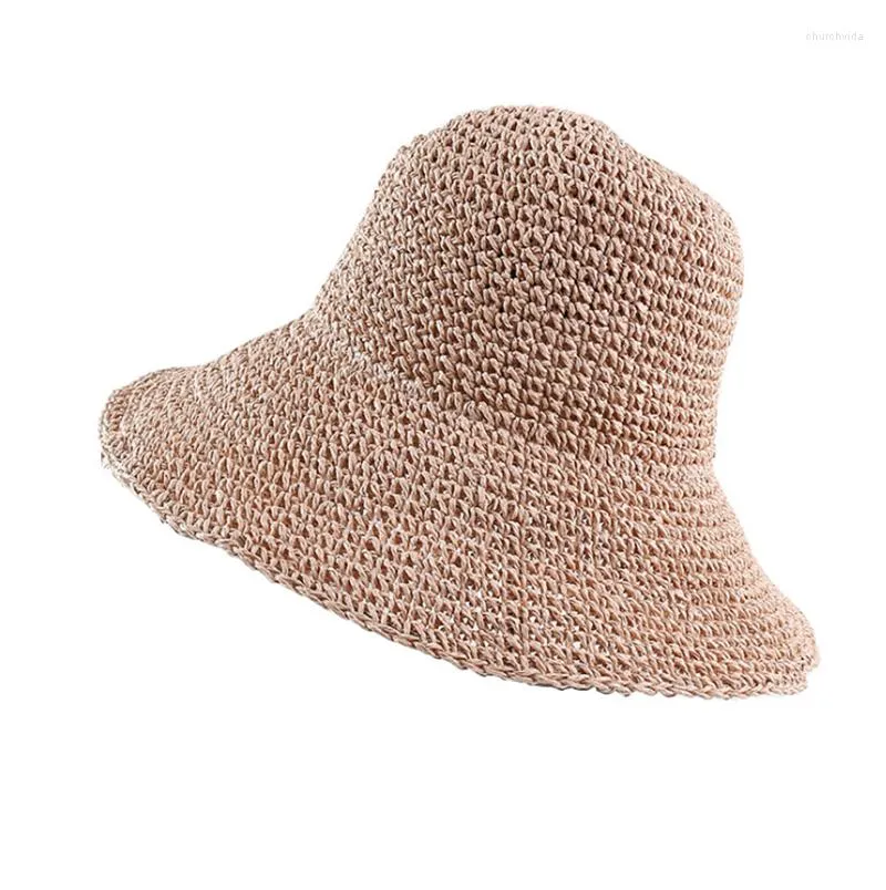 Berets Quick Sale Manual Crochet Sunshade Straw Hat Children Sunscreen Fisherman Folding Beach Holiday Sun