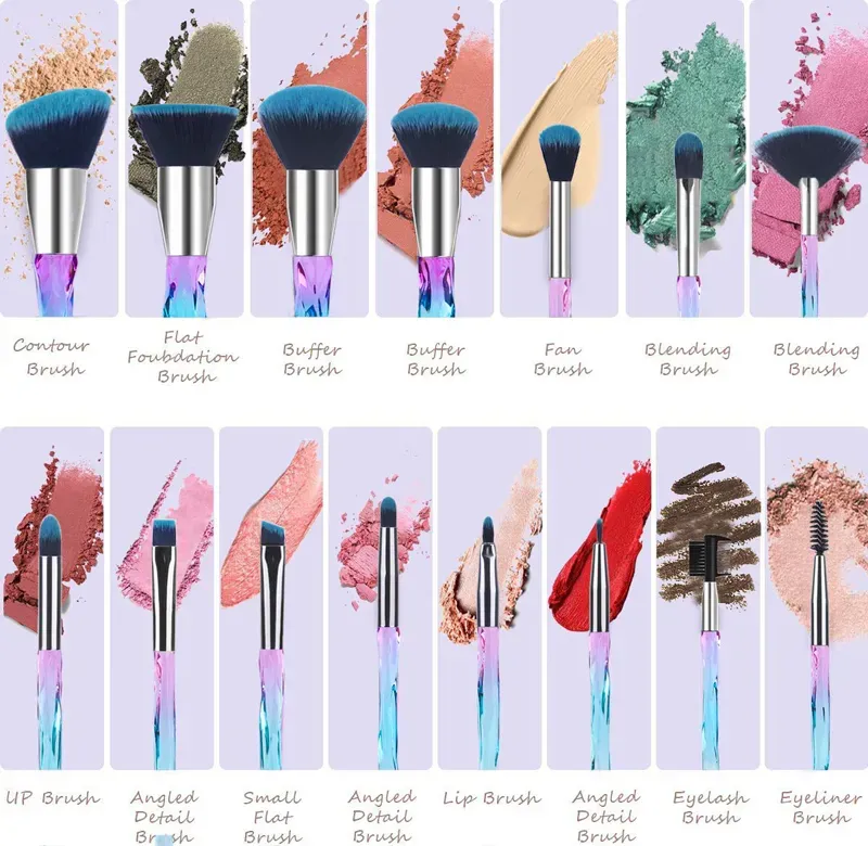 NEW Makeup Brushes Set Crystal Handle Brush Lip Powder Foundation Eye shadow Eyebrow Cosmetic Brush Kit beauty Make Up Tools DHL