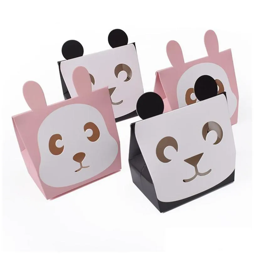 Gift Wrap Cute Animal Panda Rabbit Candy Bags Cookie Greeting Cards Baby Shower Birthday Party Box Ct0242 Drop Delivery Home Garden Dhmjj