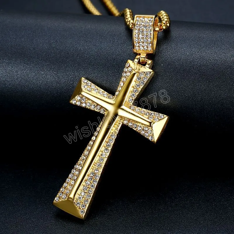 الهيب هوب الذهب لون 316L من الفولاذ المقاوم للصدأ الصلب القلفة الديني الصليب المعلقات للرجال المجوهرات النساء