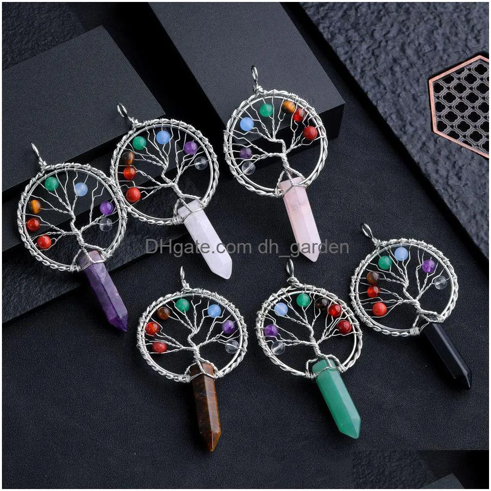 Charms Chakra Levensboom Charms Vorm Steen Helend Kristal Dus Pendum Voor Wichelroedelopen Waarzeggerij Kwarts Hanger Drop Delivery Dhgarden Dhjrp